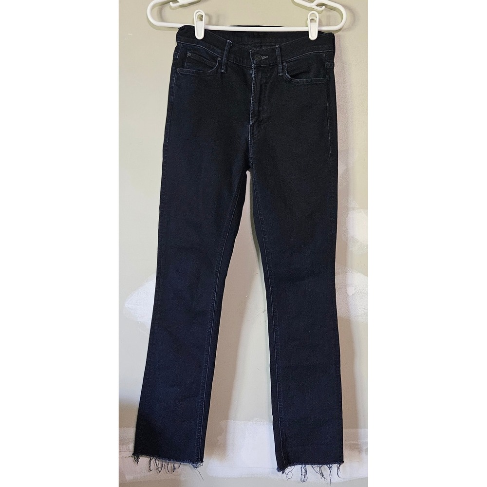 Mother The Mid Rise Dazzler Ankle Fray Jeans Dark Wash Slim Straight Size 26